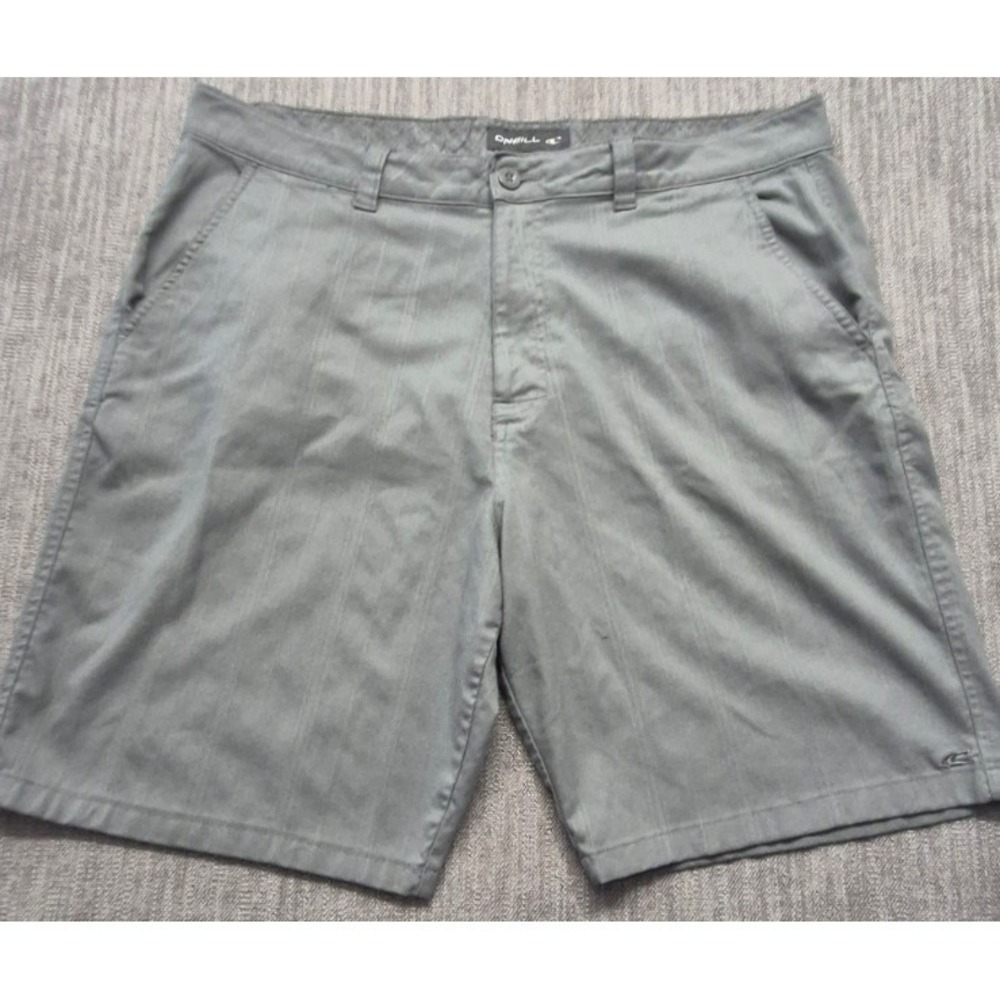 ONiell men's‎ gray striped chino shorts sz 40 pockets 9" inseam outdoors